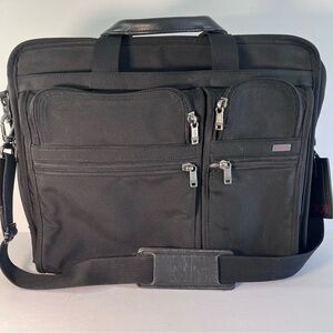 TUMI Black Nylon Compact Alpha 3 Large Laptop Bag Briefcase Expandable